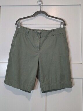 Talbots Cotton Stretch Chino Midrise Shorts Sage Green Pockets Size 10